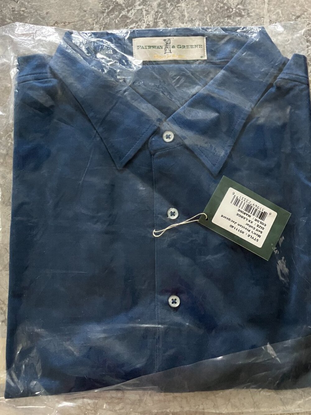 NWT Fairway & Greene Polo Shirt Mens Preston Jacquard Marine Colored Size XXL.